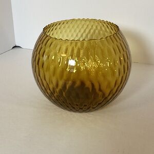 Vintage MCM Large optic Empoli amber glass rose bowl